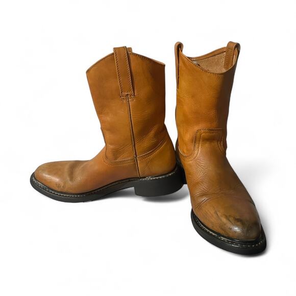 Original Michel Men's Work Brown Boots Size 8.5 Leather Slip Resistant Used - Picture 3 of 7